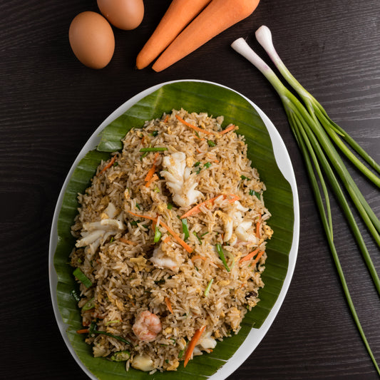 Seafood Fried Rice in Banana Leaf